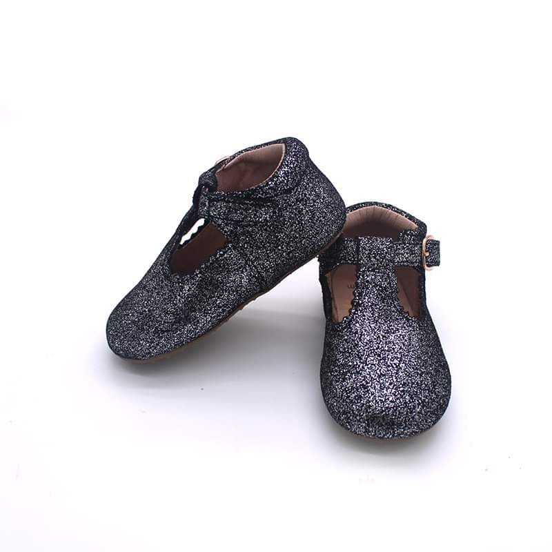 Black Shimmer T-Strap